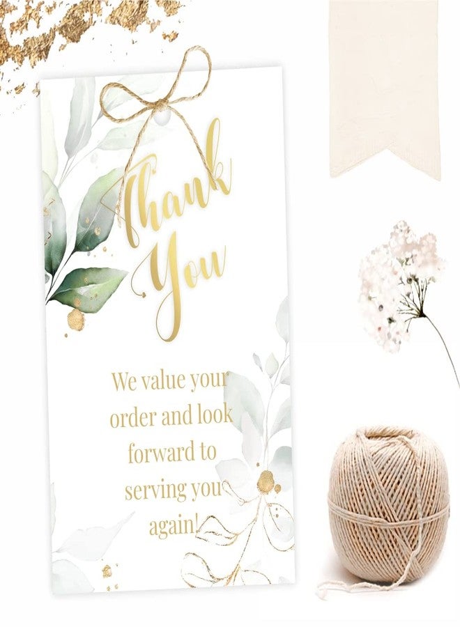 Chic a Choc Thank You For ordering with us (Tag on Social Media tags) Gift Tags. Beautiful floral watercolour theme. Pack of 50. With Jute String. For Order Supplies, Gift Box, Cake Box and Mithai Box. - Image 1